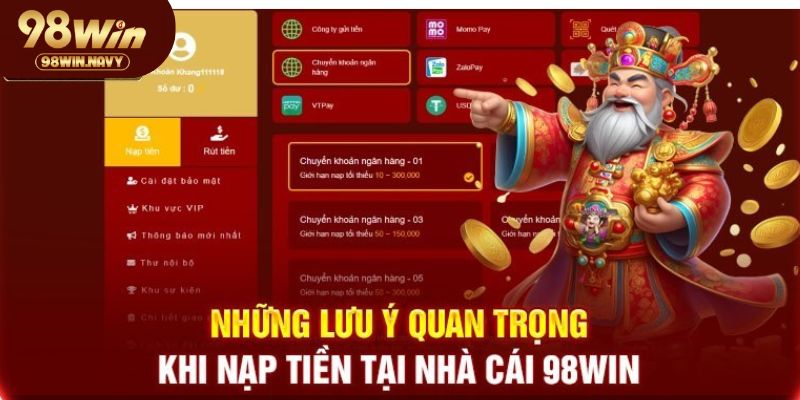 Chú ý cần biết khi nạp tiền